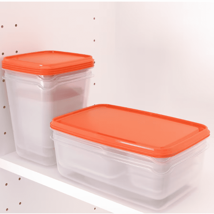 PRUTA Food container, set of 17, transparent/orange