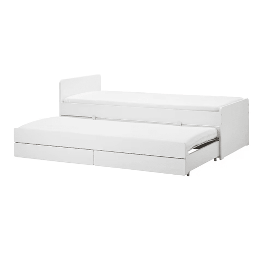 SLÃƒÆ’Ã¢â‚¬Å¾KT Bed frame with underbed and storage, white, 90x200 cm