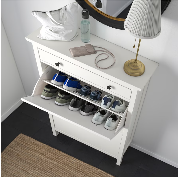HEMNES Shoe cabinet with 2 compartments, white, 89x30x127 cm